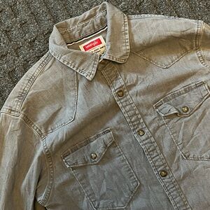 Wrangler Gray Denim button up Shirt